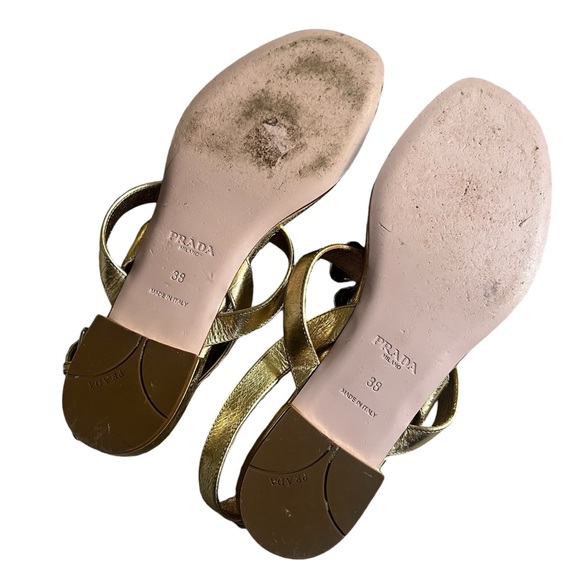 Prada Gold & Silver Large Flower Sandals Sz 38 - Picture 7 of 8